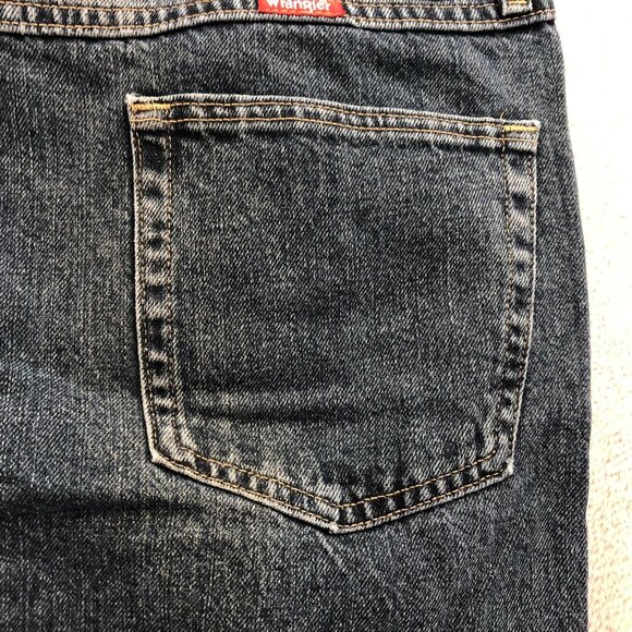 Wrangler Mens Jeans 38x30 Regular Fit Blue Dark Denim Cotton Straight Leg Casual - Picture 13 of 16